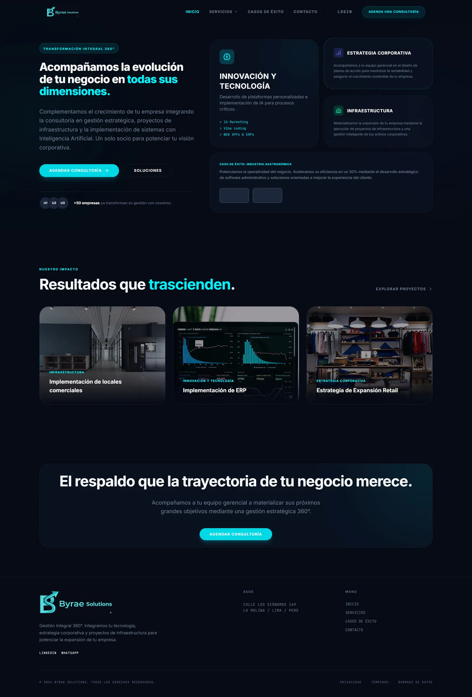 Captura del sitio Byrae Solutions