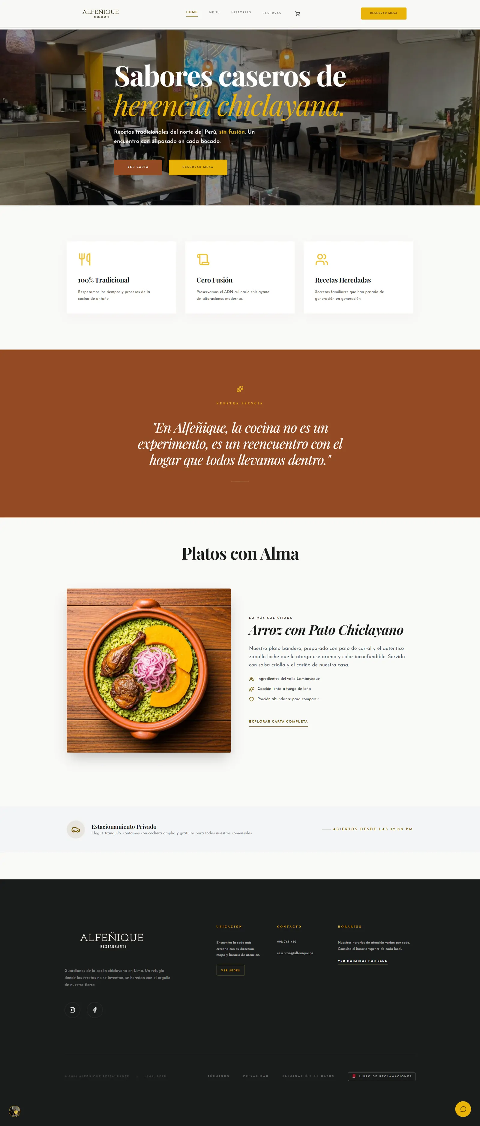 Captura del sitio El Alfeñique